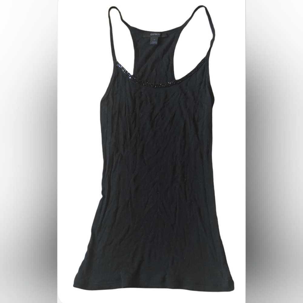 Express Black Tank Top with Sequin Detail
